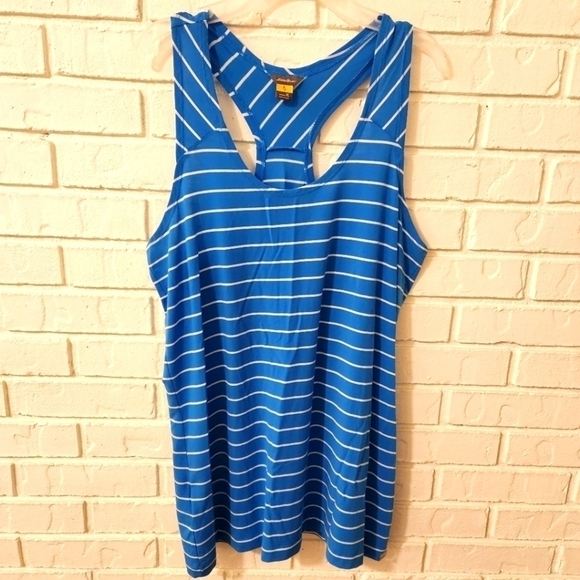 Eddie Bauer Blue Striped Tank Top XL - Picture 1 of 8